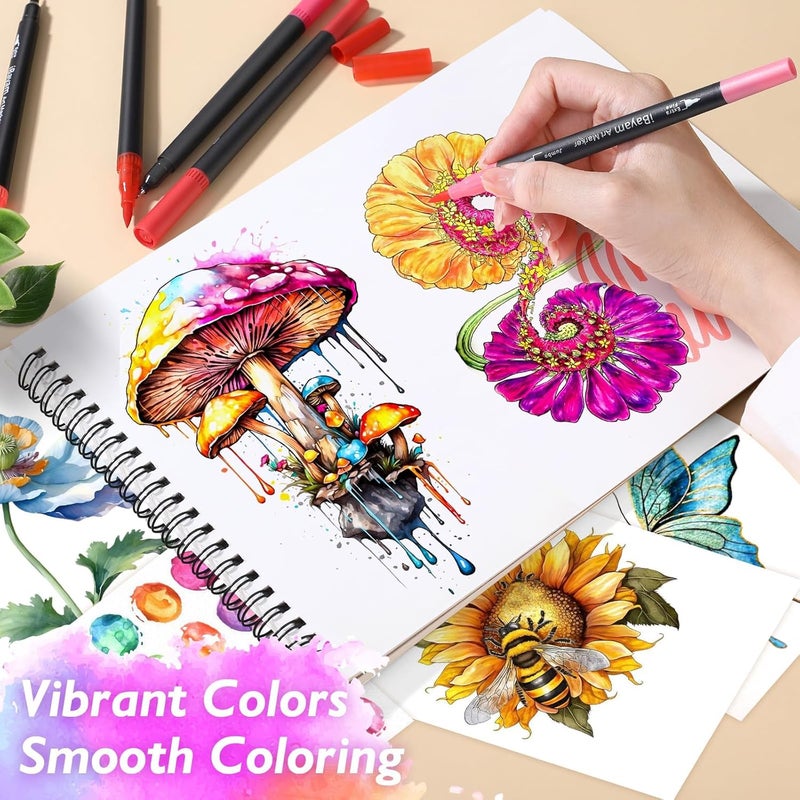 iBayam 72 Colors Dual Tip Brush Pens for Adult, Art Markers Set for Coloring Book, Note-Taking, Calligraphy, Journaling, Sketching, Painting, with Gift Case for Adult Teacher Art Supplies - Image 5